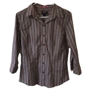 Express Stretch Button Down Shirt 3/4 Sleeve